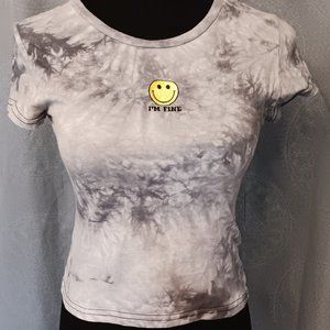 Vine And Valley Black Gray Short Sleeve Crop Top Size Small